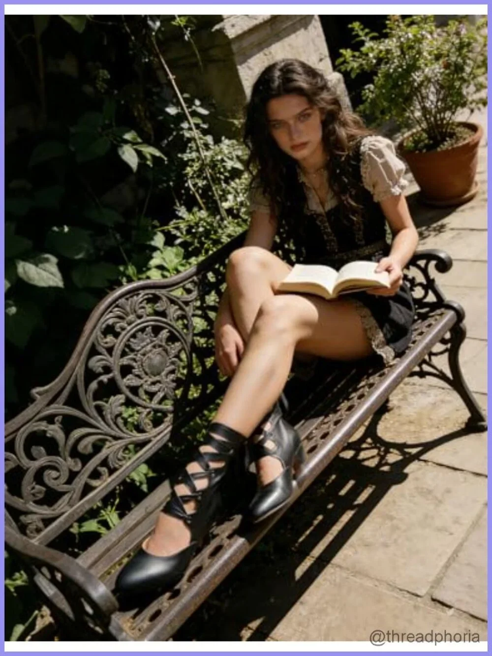 SaraIris Women's Round Toe Lace Up Kitten Heel Mary Jane Ankle Strap Shoes